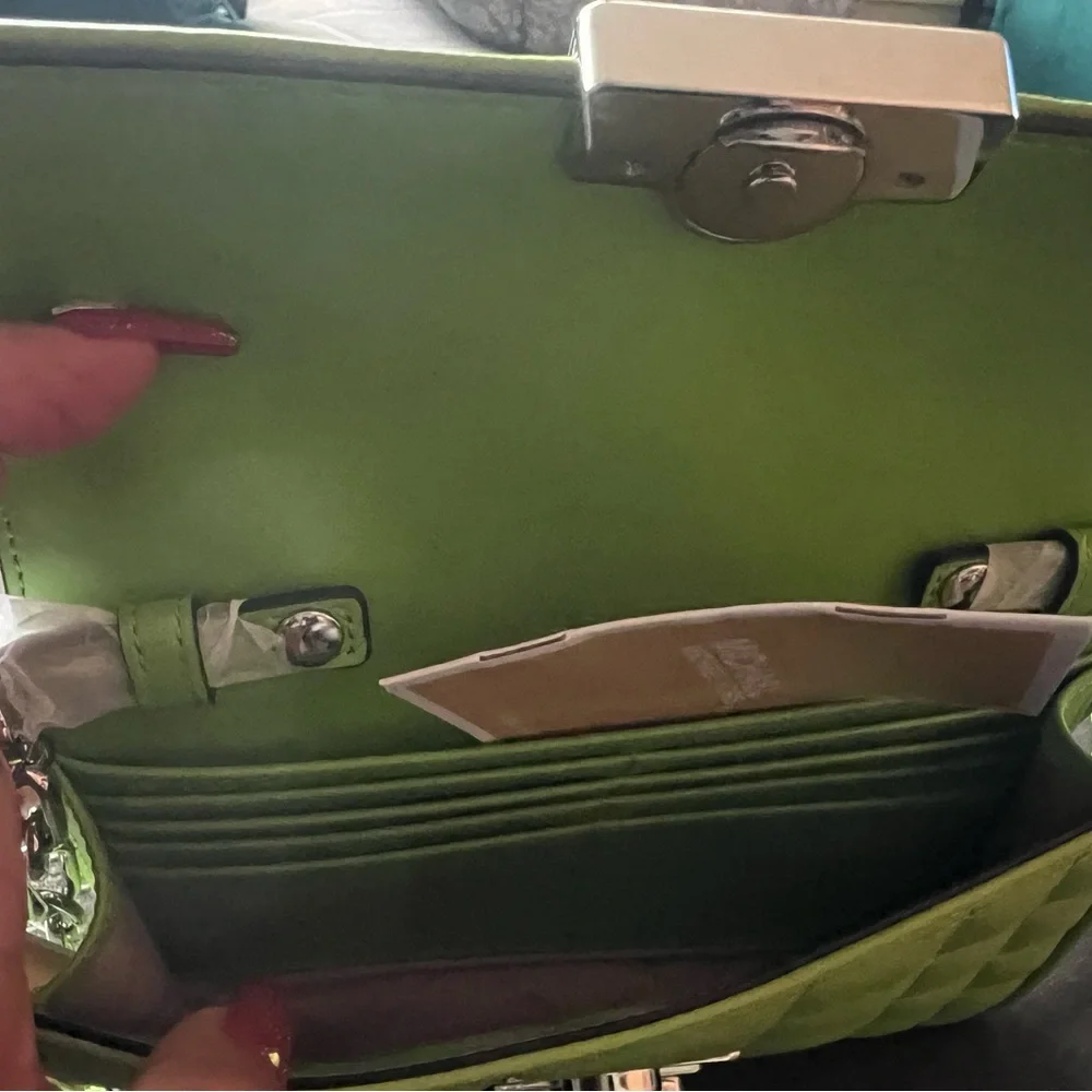 Michael Kors ๐ Lime Green ๐ Quilted Tribeca Wallet on a Chain. Hard to find! NWT - Picture 6 of 6